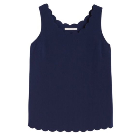 41 Hawthorn Irsia Scallop Trim Shell Blouse Blue Medium - Picture 1 of 6
